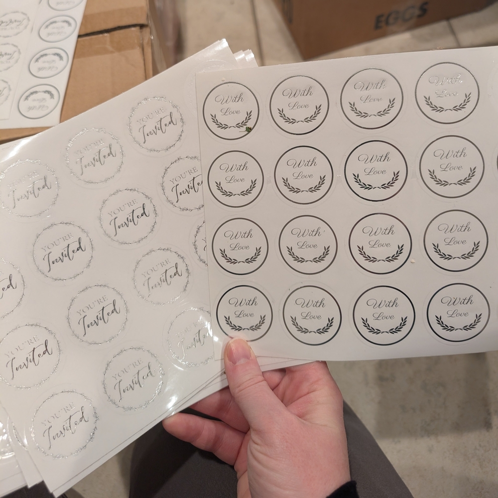 Elegant Invitation Stickers - Black and White